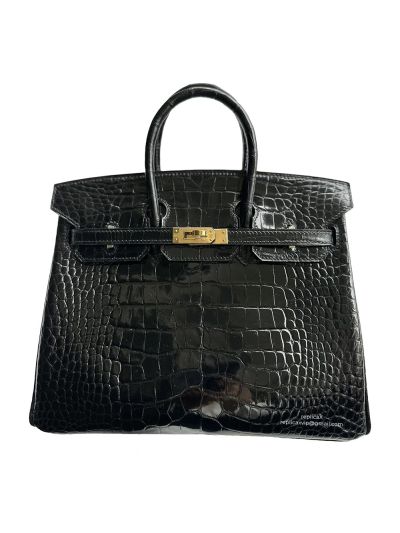 Hermes Birkin 25CM Black Crocodile Leather Bag 524362