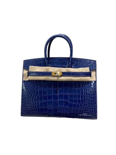 Hermes Birkin 25CM Blue Crocodile Leather Bag 524315