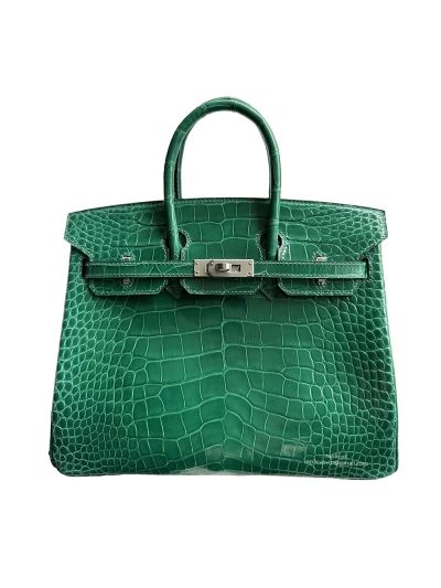 Hermes Birkin 25CM Green Crocodile Leather Bag 524368