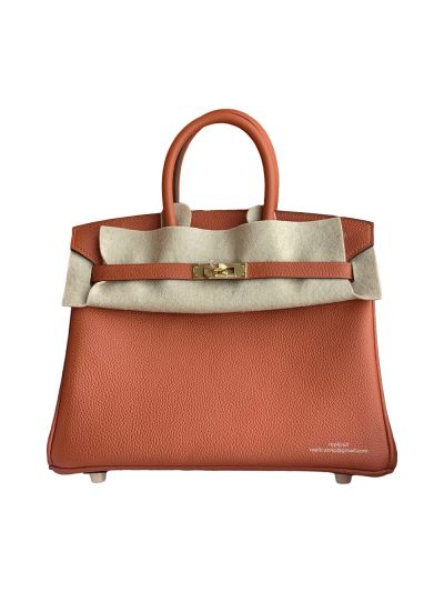 Hermes Birkin 25CM Leather Bag Orange 524342