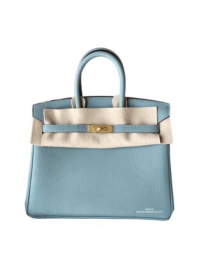 Hermes Birkin 25CM Light Blue Leather Bag 524347