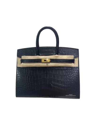 Hermes Birkin 25CM Navy Blue Crocodile Leather Bag 524313