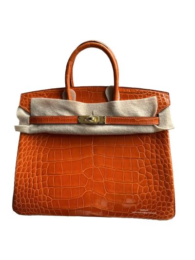 Hermes Birkin 25CM Orange Crocodile Leather Bag 524361