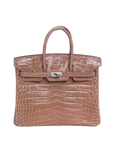 Hermes Birkin 25CM Pink Crocodile Leather Bag 524355