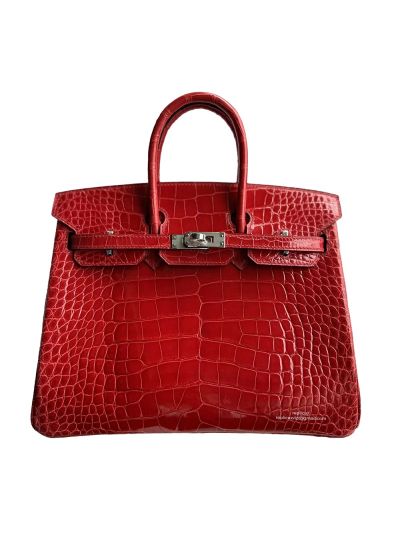 Hermes Birkin 25CM Red Crocodile Leather Bag 524358