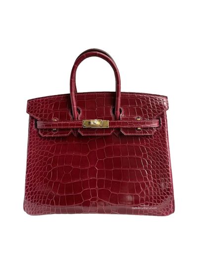 Hermes Birkin 25CM Red Crocodile Leather Bag 524359
