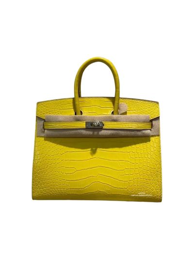 Hermes Birkin 25CM Yellow Crocodile Leather Bag 524312