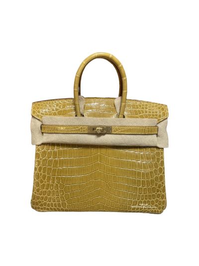 Hermes Birkin 25CM Yellow Crocodile Leather Bag 524351