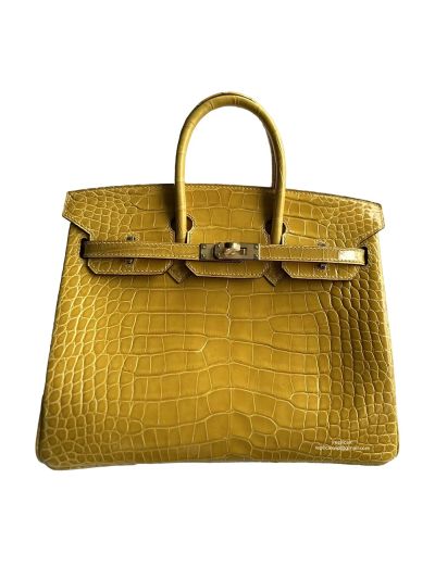 Hermes Birkin 25CM Yellow Crocodile Leather Bag 524357