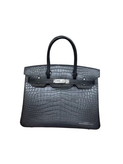 Hermes Birkin 30 Black Alligator Crocodile Leather Tote Bag 30CM 524938