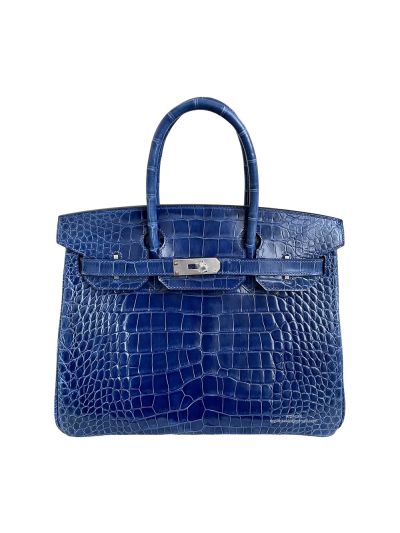 Hermes Birkin 30 Blue Crocodile Leather Tote Bag 30CM 524593