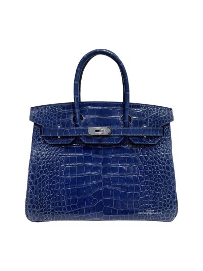 Hermes Birkin 30 Blue Crocodile Leather Tote Bag 30CM 524598