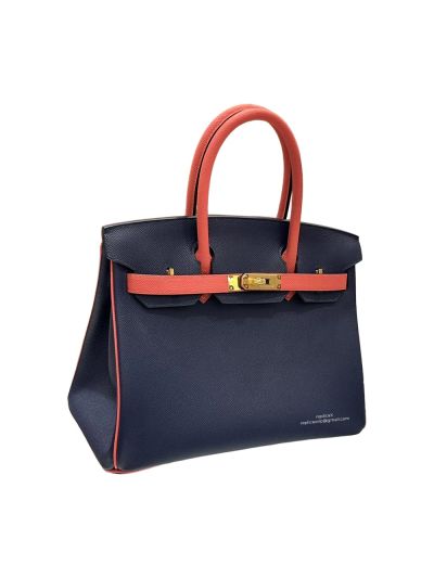 Hermes Birkin 30 Blue Red Epsom Leather Bag 30x22x16CM 524554