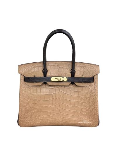 Hermes Birkin 30 Brown Black Alligator Crocodile Leather Tote Bag 30CM 524514