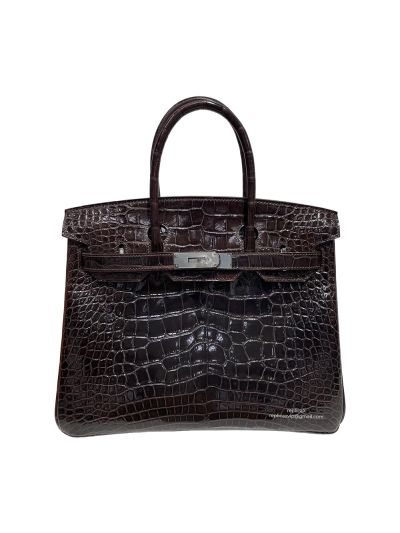 Hermes Birkin 30 Dark Brown Crocodile Leather Tote Bag 30CM 524594