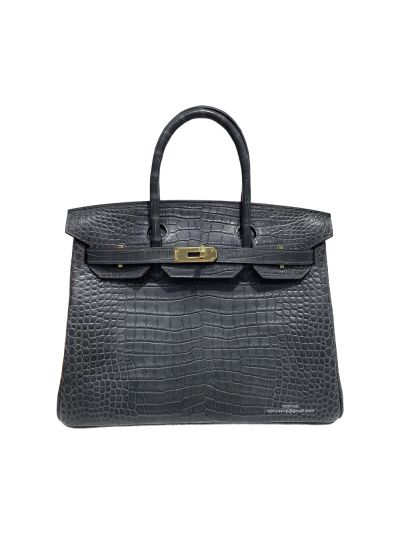 Hermes Birkin 30 Dark Gray Crocodile Leather Tote Bag 30CM 524595