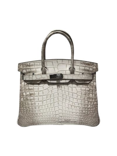 Hermes Birkin 30 Himalayan White Niloticus Crocodile Handbag Hand Stitched Extremely Rare 522428