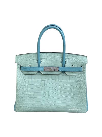 Hermes Birkin 30 Light Blue Alligator Crocodile Leather Tote Bag 30CM 524518