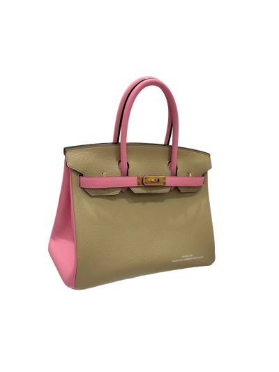 Hermes Birkin 30 Light Gray Pink Leather Bag 30x22x16CM 524557