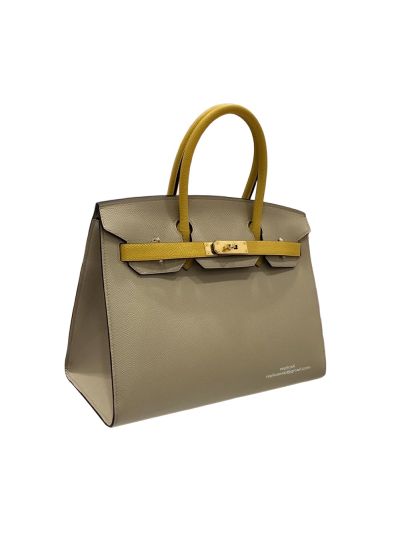 Hermes Birkin 30 Light Gray Yellow Epsom Leather Bag 30x22x16CM 524559