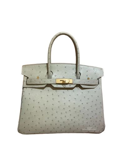 Hermes Birkin 30 Ostrich Leather Bag Ming Green 30CM 524456