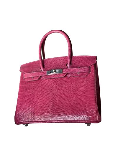Hermes Birkin 30 Rose Red Lizard Leather Bag 30CM 524383