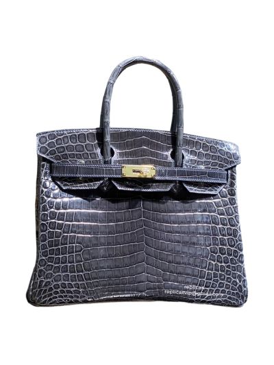 Hermes Birkin 30 Shinny Crocodile Leather Tote Bag 30CM 522255