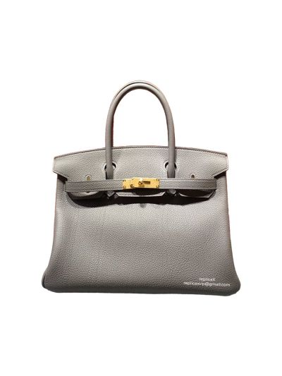 Hermes Birkin 30 Tote Bag Gray Togo Calfskin Leather 522513
