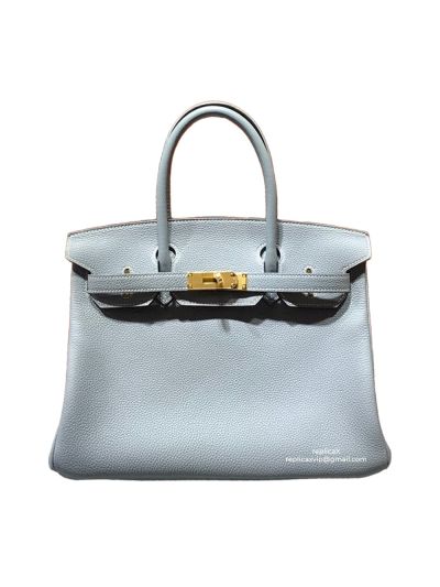Hermes Birkin 30 Tote Bag Light Blue Togo Calfskin Leather 522510