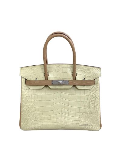 Hermes Birkin 30 Yellow Brown Alligator Crocodile Leather Tote Bag 30CM 524513