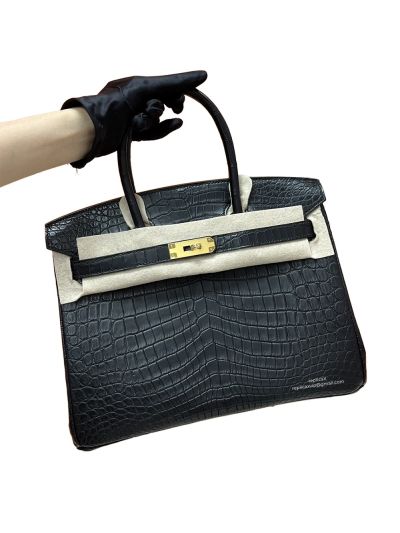 Hermes Birkin 30CM Black Crocodile Leather Bag 524229