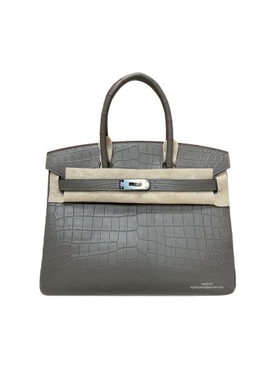Hermes Birkin 30CM Gray Crocodile Leather Bag 524231