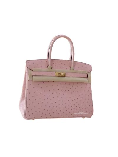 Hermes Birkin 30CM Ostrich Leather Bag Pink 524338