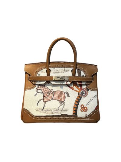 Hermes Birkin 30CM Printed Brown Leather Bag 524842
