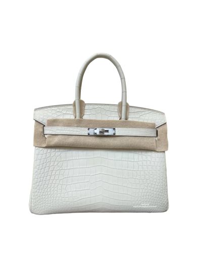 Hermes Birkin 30CM White Crocodile Leather Bag 524841