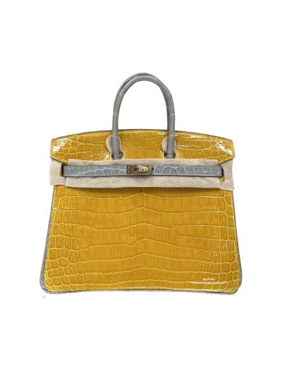 Hermes Birkin 30CM Yellow Gray Crocodile Leather Bag 524230