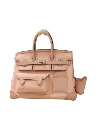 Hermes Birkin 35 Cargo Canvas Fabric and Leather Tote Bag Pink 35x25x18CM 524739