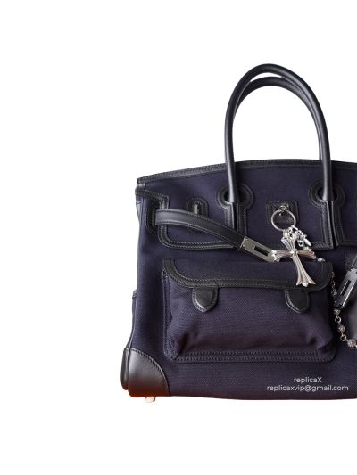 Hermes Birkin 35 Cargo Fabric Leather Tote Bag 522051