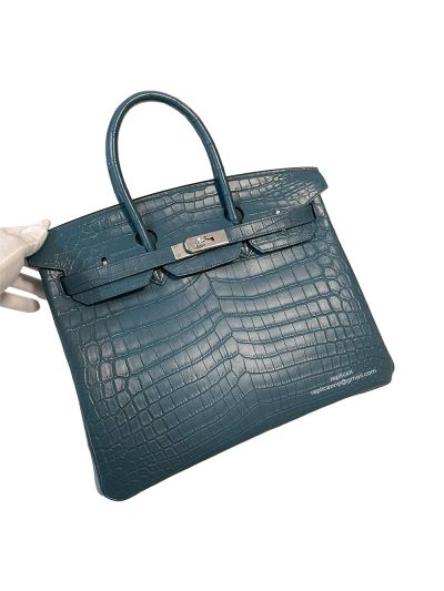 Hermes Birkin 35 Hermes Dark Green Crocodile Leather Birkin 35 Tote Bag 522637