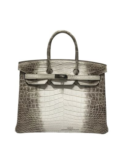 Hermes Birkin 35 Himalayan White Niloticus Crocodile Handbag Hand Stitched Extremely Rare 522427