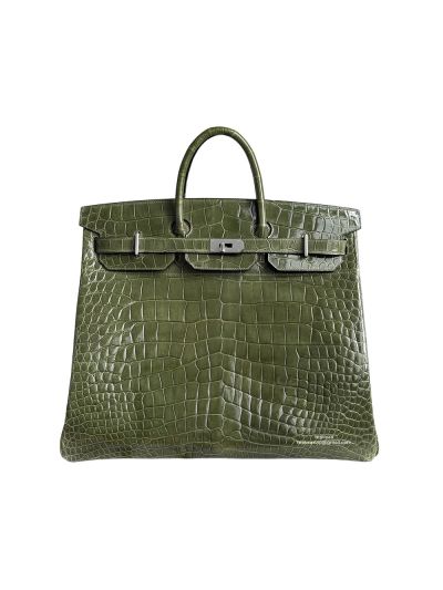 Hermes Birkin 45 Vert Anis Shiny Porosus Crocodile Leather Tote Bag Green 45CM 525074