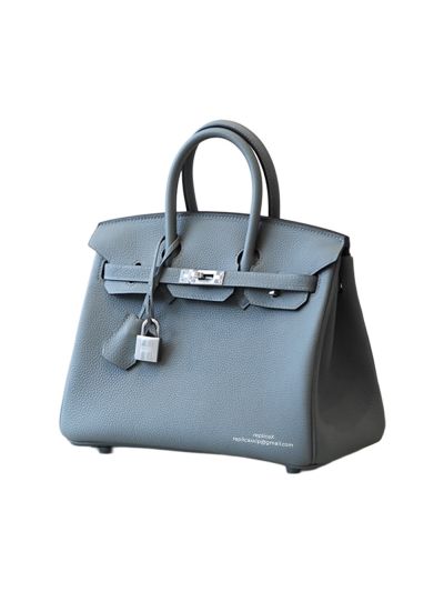 Hermes Birkin Bag Hermes VIP Birkin 25 Tote Bag Blue Calfskin Leather Hand Stitched 522761