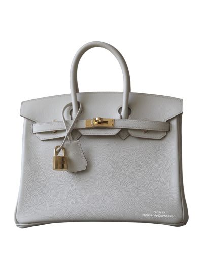 Hermes Birkin Bag Hermes VIP Birkin 25 Tote Bag Off White Calfskin Leather Hand Stitched 522758