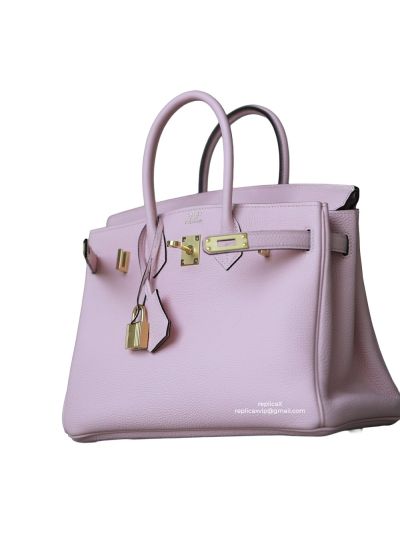 Hermes Birkin Bag Hermes VIP Birkin 25 Tote Bag Pink Calfskin Leather Hand Stitched 522757