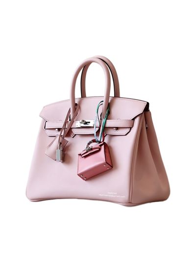 Hermes Birkin Bag Hermes VIP Birkin 25 Tote Bag Pink Calfskin Leather Hand Stitched 522759