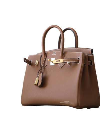 Hermes Birkin Bag Hermes VIP Birkin 25 Tote Bag Tan Calfskin Leather Hand Stitched 522766