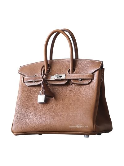 Hermes Birkin Bag Hermes VIP Birkin 25 Tote Bag Tan Calfskin Leather Hand Stitched 522767