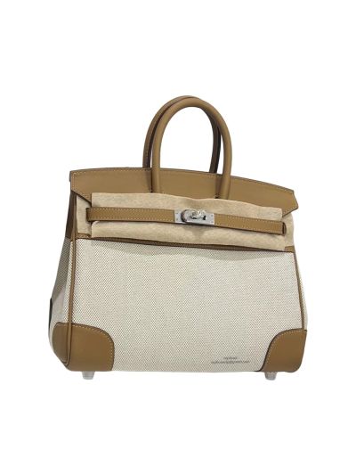 Hermes Birkin Cargo 25 Nata Swift and Ecru Amande Toile H Canvas Tote Bag Tan 25CM 524522