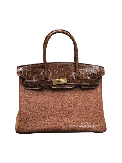 Hermes Birkin Crocodile with Calf Leather Tote Bag 25CM 30CM 522055