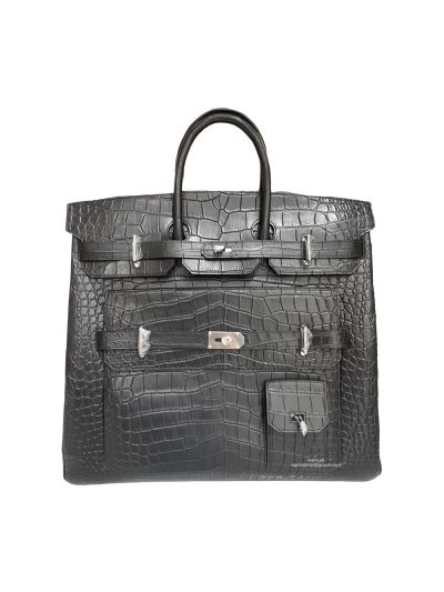 Hermes Birkin HAC 50 Black Matte Niloticus Crocodile Leather Bag 50CM 524751
